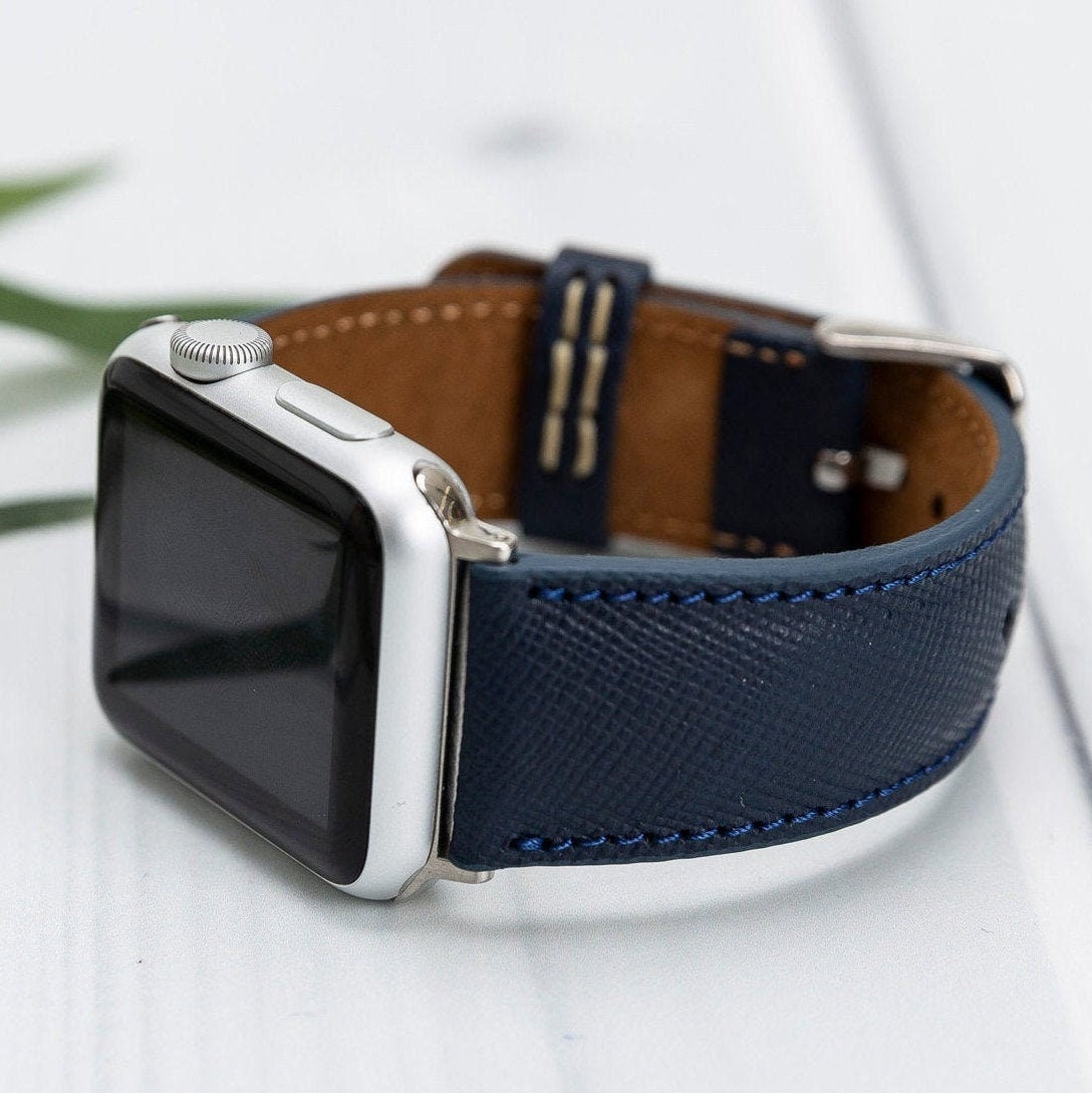 Bracelet cuir bleu foncé - Apple Watch 42mm / 44mm / 45mm