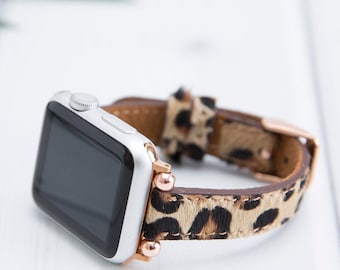 Apple Watch Band 38 40 41 42 44 45 49mm, Cuero peludo de leopardo, Correa iWatch para mujer, Regalo de Navidad, Serie Ultra 2, 9 8 7 6 5 4 3 2 1 & SE