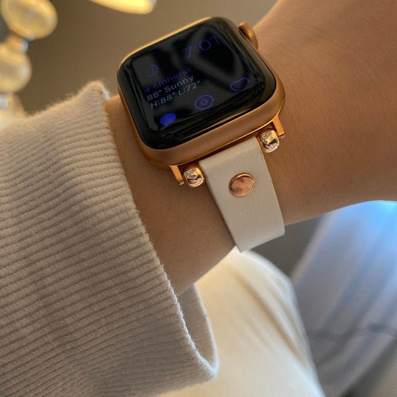 silver apple watch white band