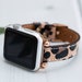 Leopard Leather Apple Watch Band 38 40 41 42 44 45mm, Handmade Womens iWatch Strap, Series Ultra 8 7 6 5 4 3, Engraved Leather band for Her 