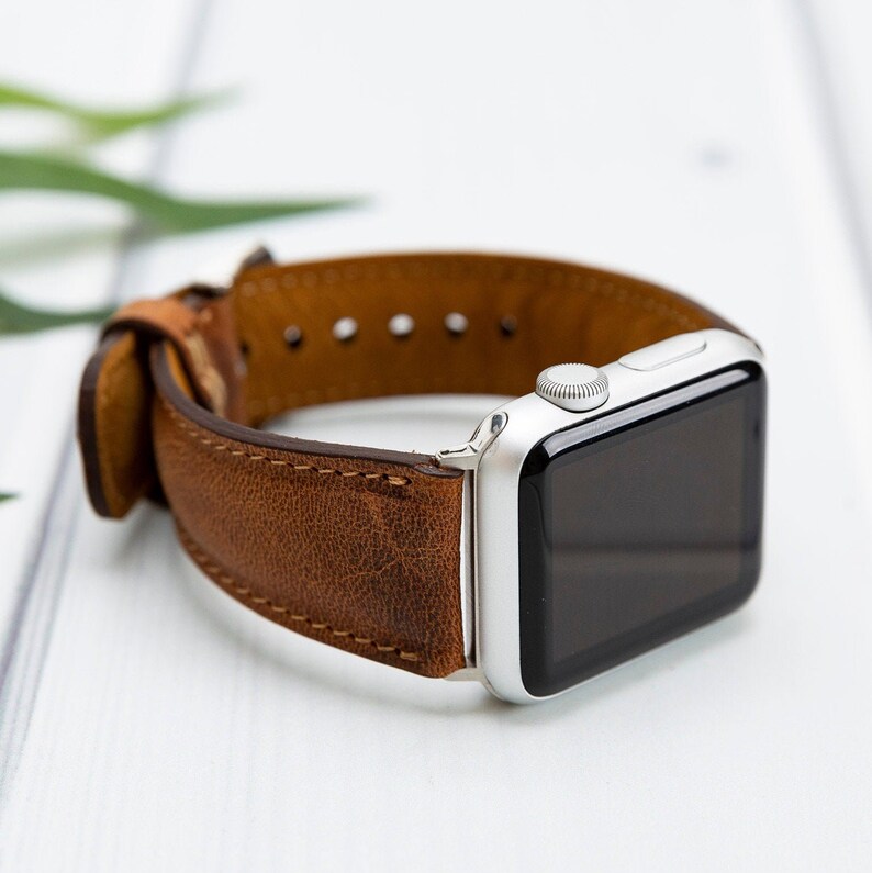Rustic Brown Leather Apple Watch Band 38mm 40mm 42mm 44mm | Etsy