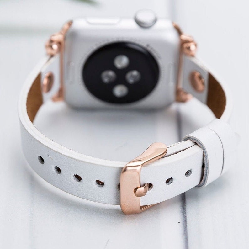 silver apple watch white band