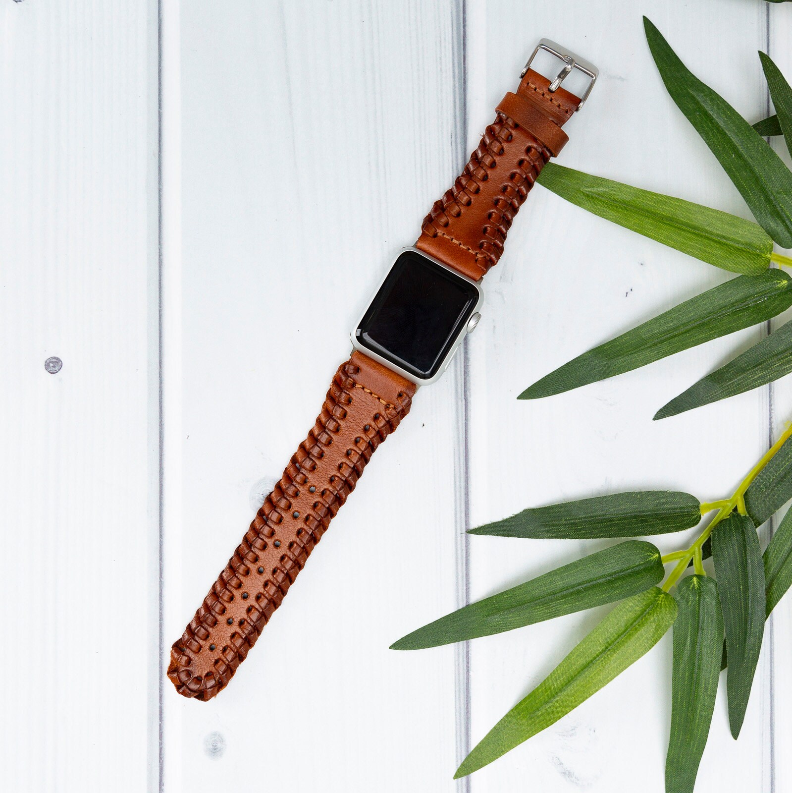  Moolia Braided Leather Strap Compatible with Apple Watch Band  38mm 40mm 41mm 42mm 44mm 45mm 49mm Women Vintage Thin Replacement Strap