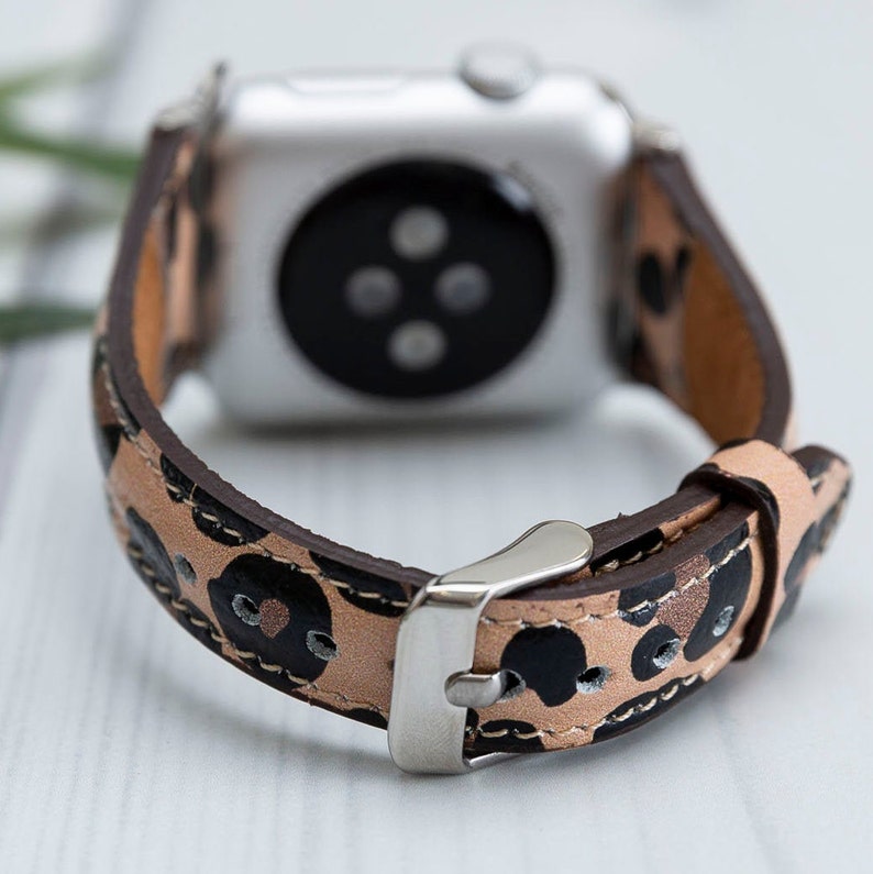 Leopard Print Leather Apple Watch Band 38 40 41 42 44 45 49mm Etsy