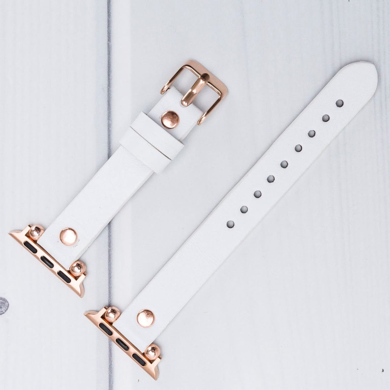 White Leather Apple Watch Band 38mm 40mm 42mm 44mm Handmade | Etsy