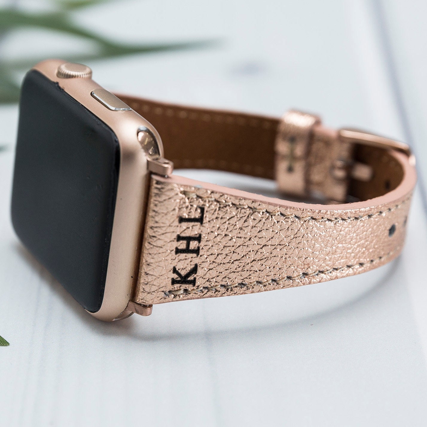 Rose Gold Leather Apple Watch Band 38 40 41 42 44 45mm | Etsy