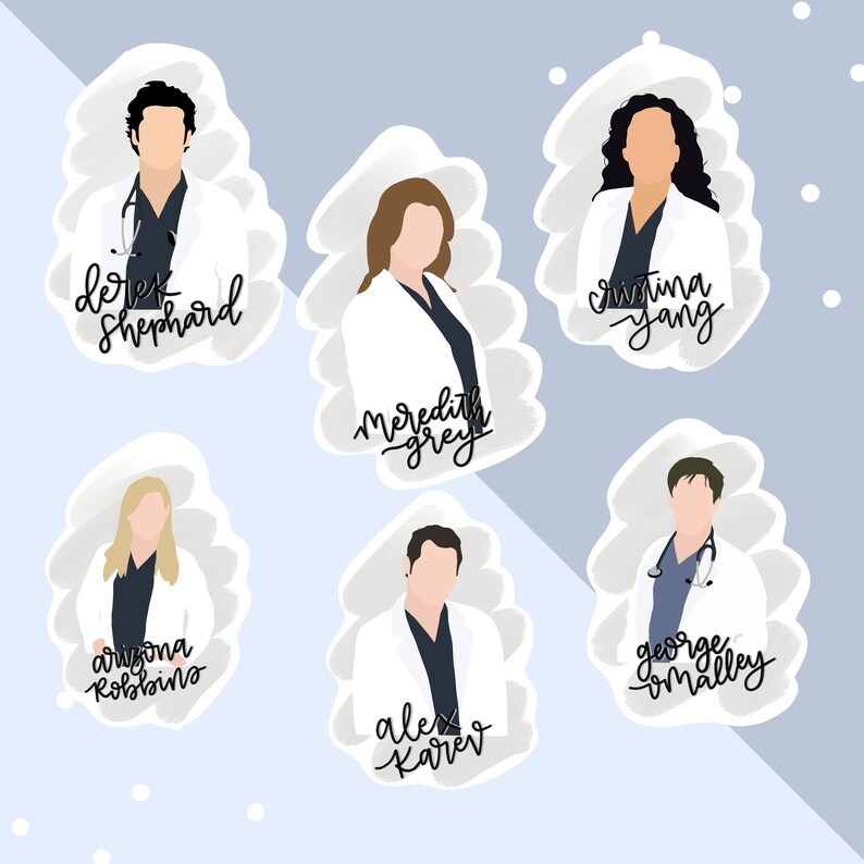 tv show stickers cast stickers greys anatomy etsy