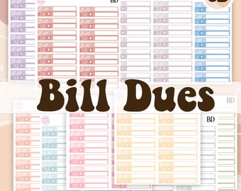 Bill Due Stickers | Budget stickers | Plum Paper Bill Due | Budget Planner