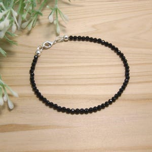Dainty Black Tourmaline Bracelet - Minimalist Crystal Jewelry