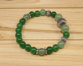 Green aventurine gemstone stretch bracelet