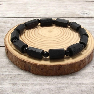 Raw Black Tourmaline Stretch Bracelet - Crystal Healing Jewelry
