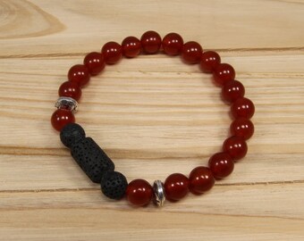 Carnelian and lava bead diffuser bracelet, essential oil bracelet