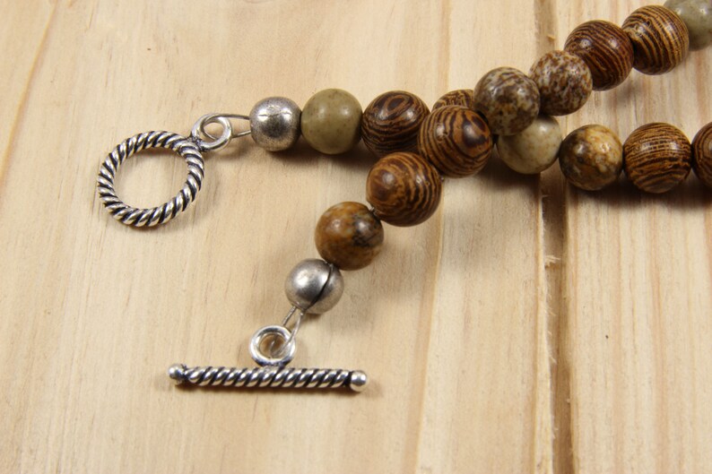 Beaded ankle charm bracelet for women-jasper gemstone handmade anklet-wood anklet-handmade jewelry