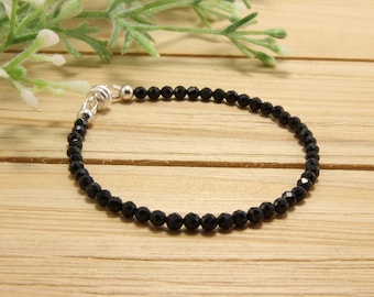 Dainty Black Tourmaline Bracelet - Magnetic Clasp - Minimalist Crystal Jewelry