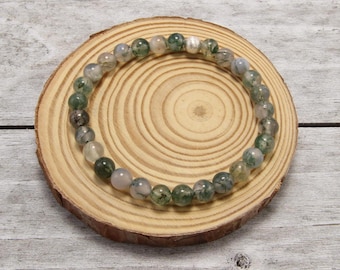 Moss Agate Beaded Bracelet - Nature-Inspired Jewelry