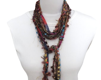 Ceinture scintillante en écharpe en ruban faite main - Écharpe longue et fine multicolore