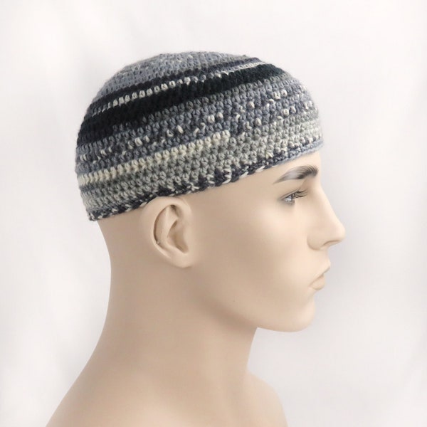 Kippah Kippot jüdischen Kippa Hand häkeln Wolle Acryl Erwachsene Yarmulke Kufi Große Kippa Braun / Grau, Blau / Grau / Creme, Grau / Blau Grau / Schwarz