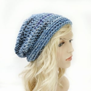 Slouchy Hat Crochet Hat Womens Hat Mens Hat Slouchy Beanie Crochet Beanie Winter Hat Blue Purple Black Mix