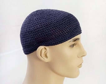 Crochet Kippah Kippot Jewish Kipa Hand Crochet Cotton Adult Yarmulke Kufi Kippa Beanie Large - 7 colors - Pick Your Color