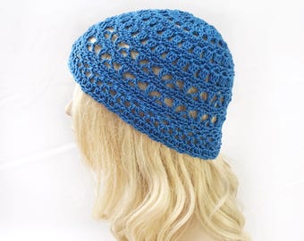 Handmade Cotton Crochet Lacy Beanie: Women's Spring Summer Hat #CLYS2