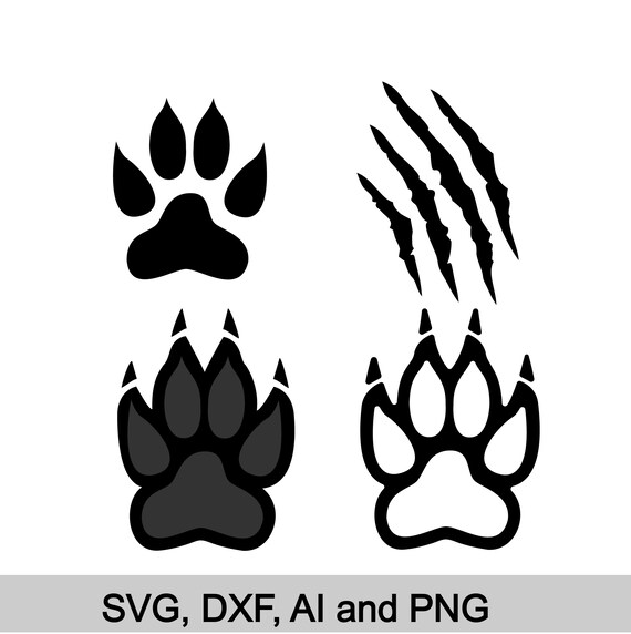 Tiger Paw Svg Paw Print Svg Paw With Claws Scratches Svg Etsy