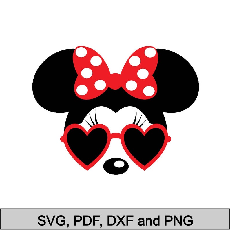 Minnie with Sunglasses svg Minnie Heart glasses svg Files for | Etsy