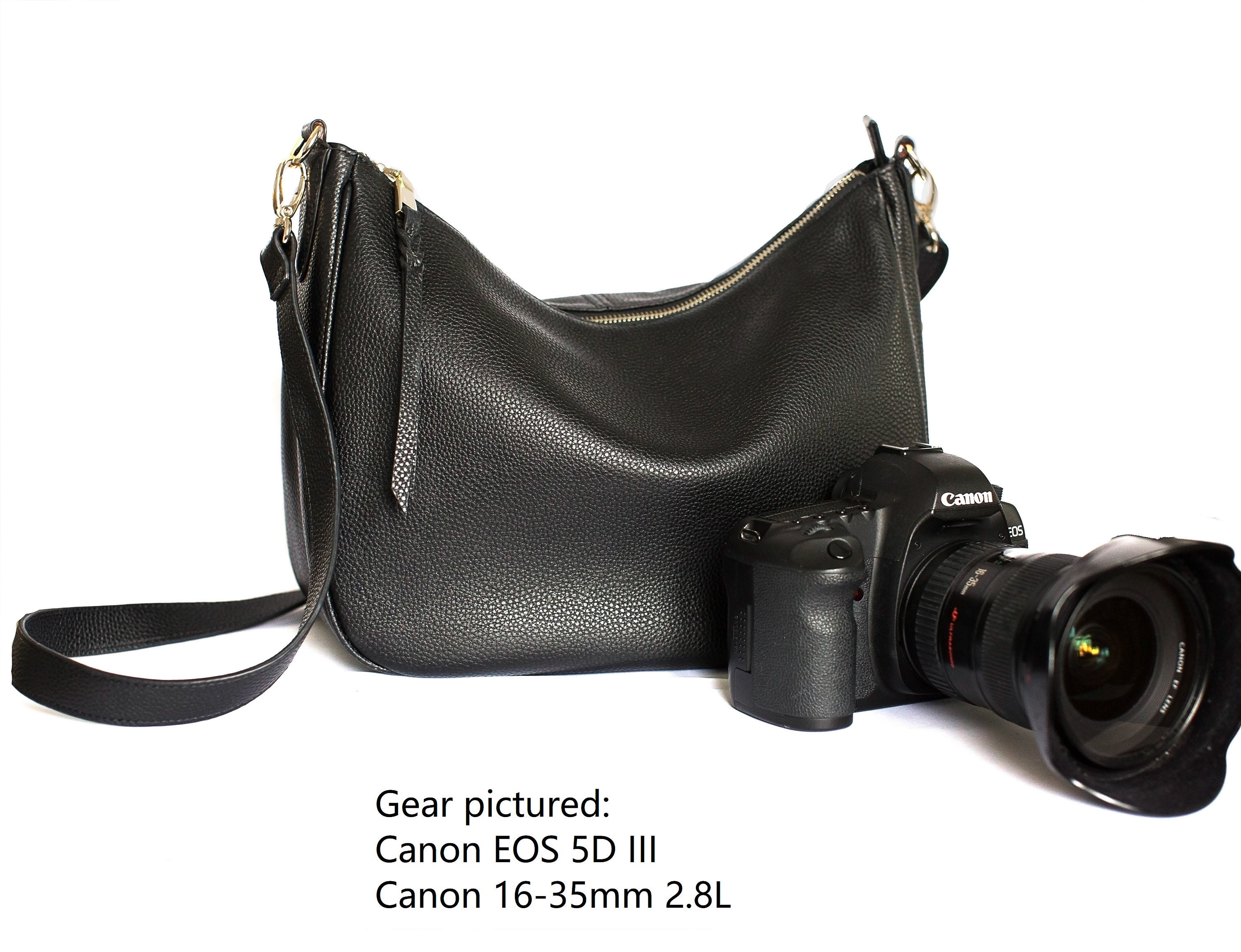 Premium Leather DSLR Camera Bag for Women Black Crossbody Etsy