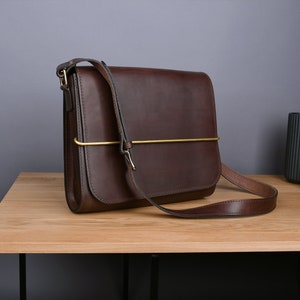 OX bag leather bags, bag for women, bag for men, shoulder bag, genuine leather Dark Brown (mocca)