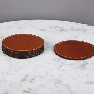 OX coaster coasters set, 5 pcs, table decor, genuine leather, round coasters image 4