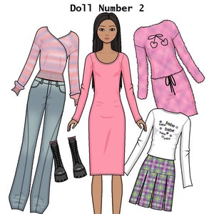 Doll2 Papierpuppe - Asiatisches Mädchen zum Ausdrucken - Ausmalseite zum Ausdrucken