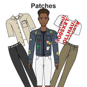 Patches Papierpuppe - Printable Male Paper Doll - lustige Mode - Schwarze Papierpuppe - Afrikanische Papierpuppe - Ausmalseiten