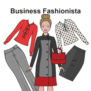 Business Fashionista Papierpuppe - Curvy Printable Paper Doll - Malvorlagen