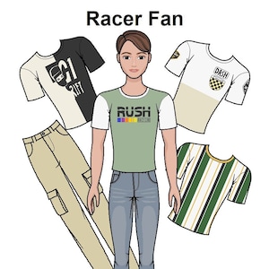 Racer Fan - Printable Male Paper Doll - Racing fashion - Ausmalbilder