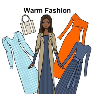 Warm Fashion Printable Paper Doll - Jeans Moden/Kleider - Jeans Geldbörse - Latina Hispanic Puppe - Malseite
