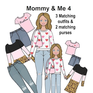Mama und ich 4 Papierpuppe - Curvy Printable Paper Doll - Muttertag - Malvorlagen