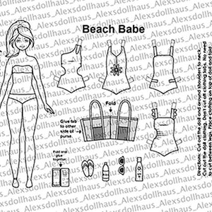 Beach Babe Paper Doll - Beach Fashion - Hispanic Paper Doll - Curvy ...