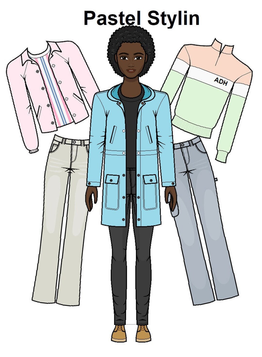 Pastel Stylin Doll Printable Male Paper Doll Winter and Fall Fashion ...