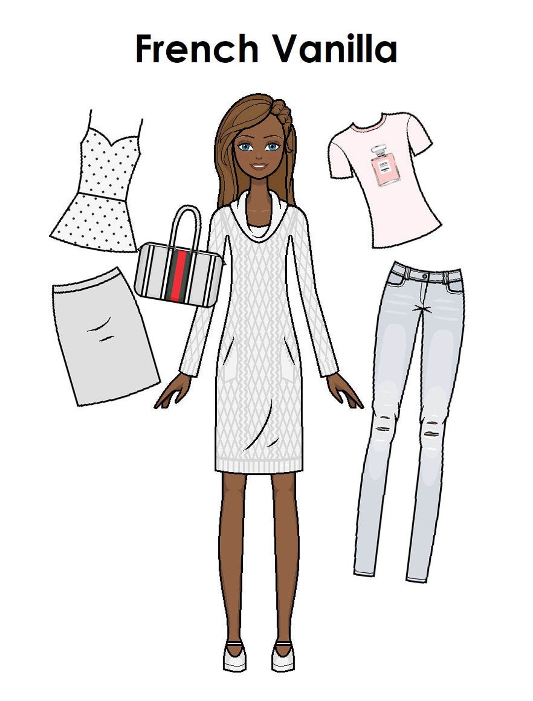 French Vanilla Paper Doll - AA Printable Paper Doll - African American ...