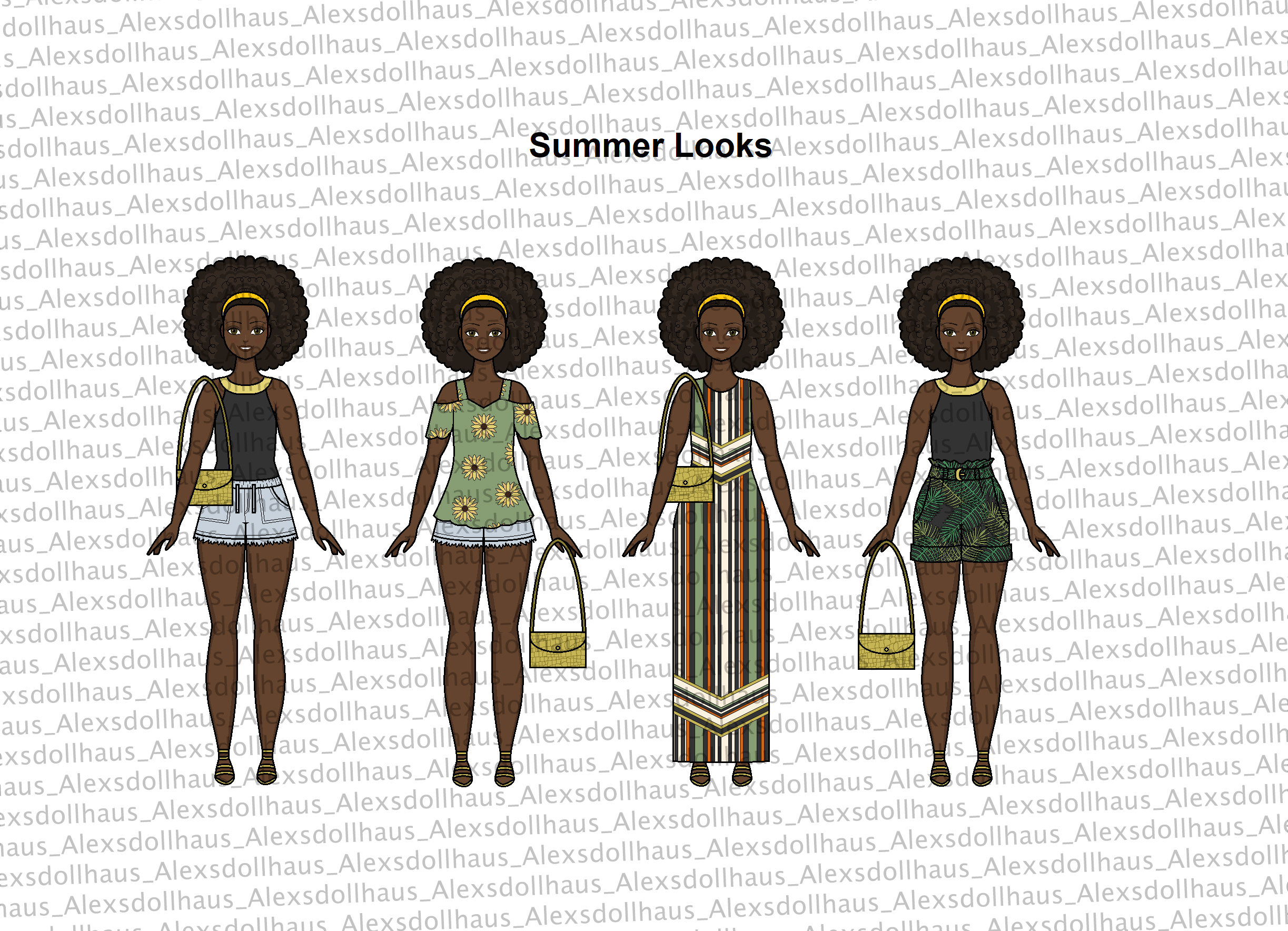 Summer Looks Curvy Printable Paper Doll Cool Miami Summer - Etsy