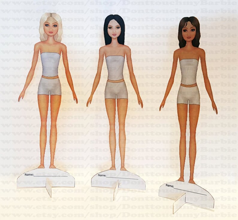 Medium tone Printable Paper Doll blonde paper doll Asian | Etsy