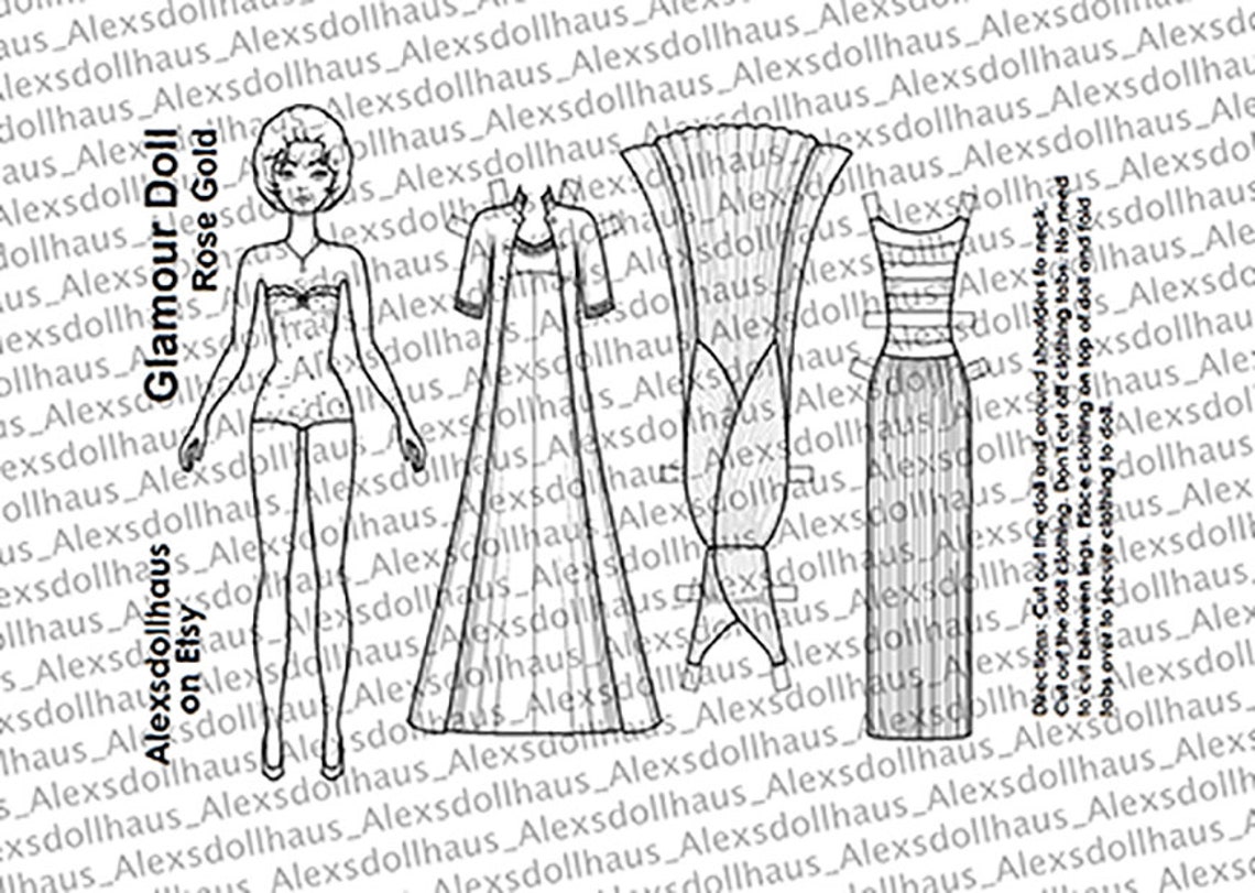 Rose Gold Glamour Paper Doll Printable Paper Doll High-end - Etsy