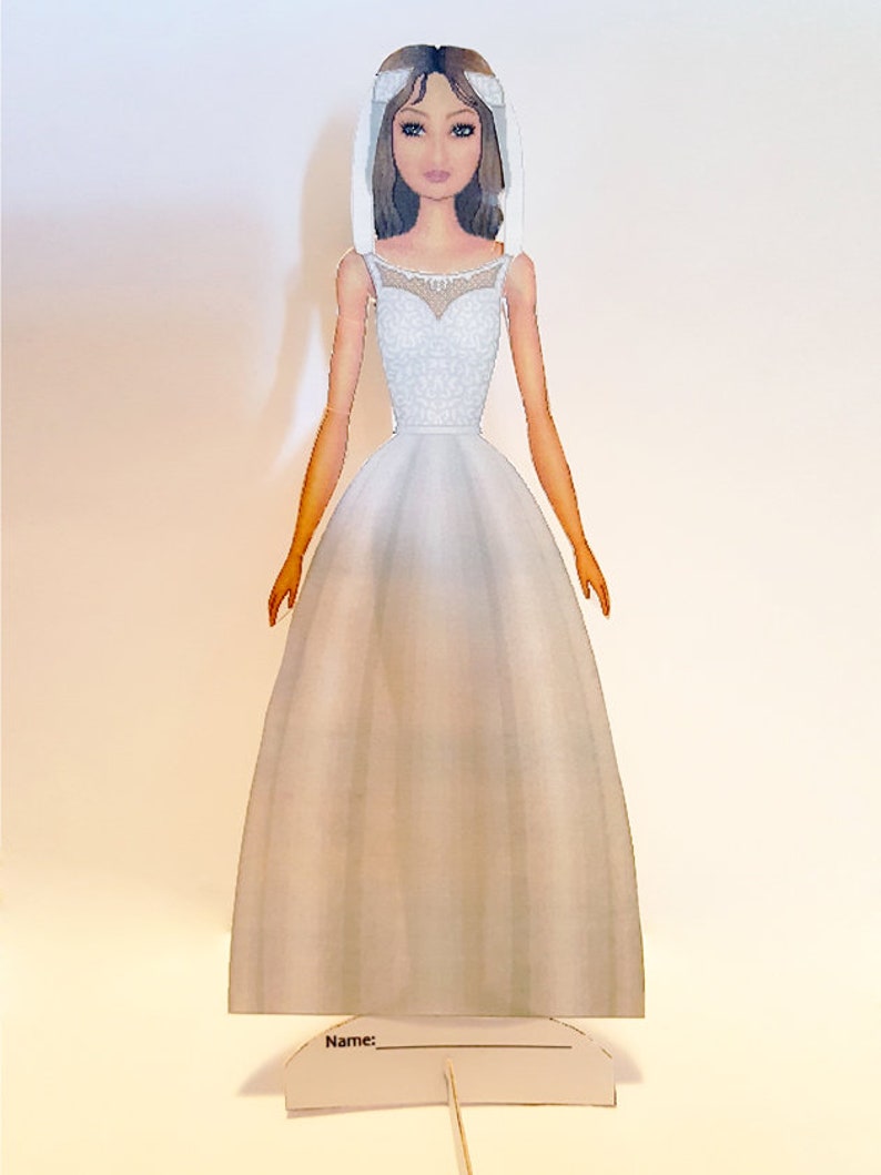 Wedding Paper Doll Printable Wedding Dresses Bride Paper Etsy UK