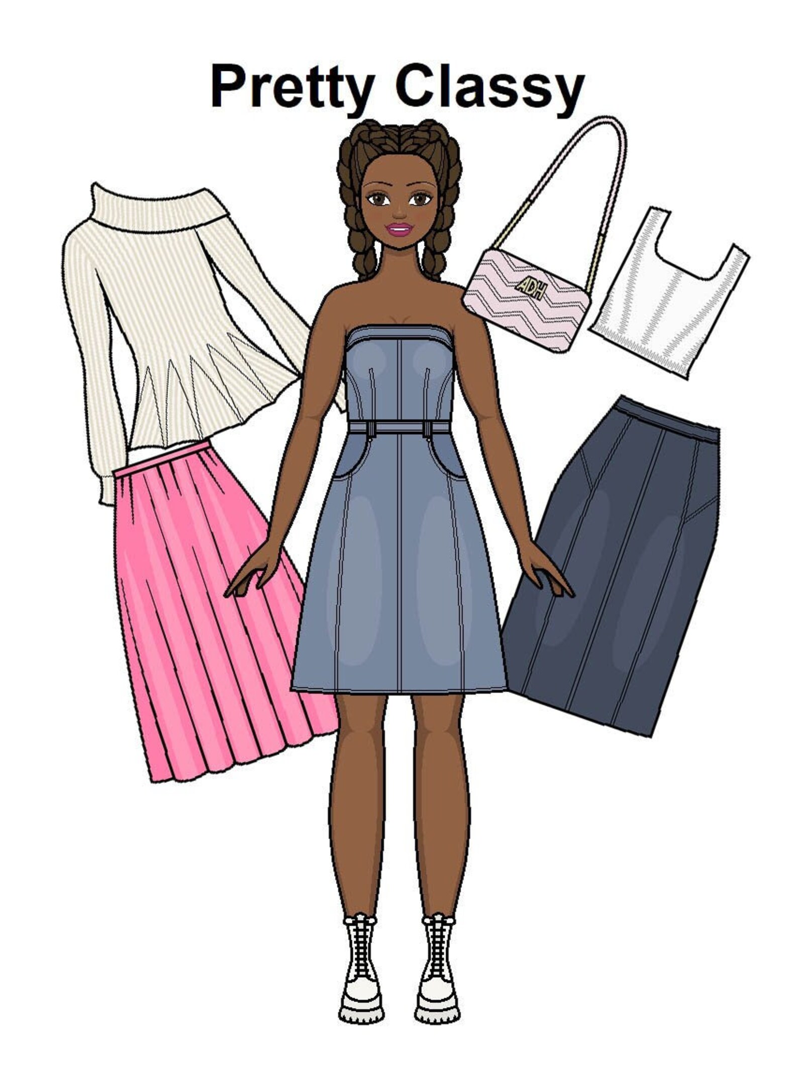 Pretty Classy Paper Doll Curvy Printable Paper Doll Denim - Etsy