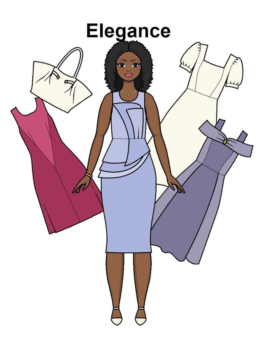 Elegance Curvy Printable Paper Doll Glam Fashion Afro Latina Hispanic ...