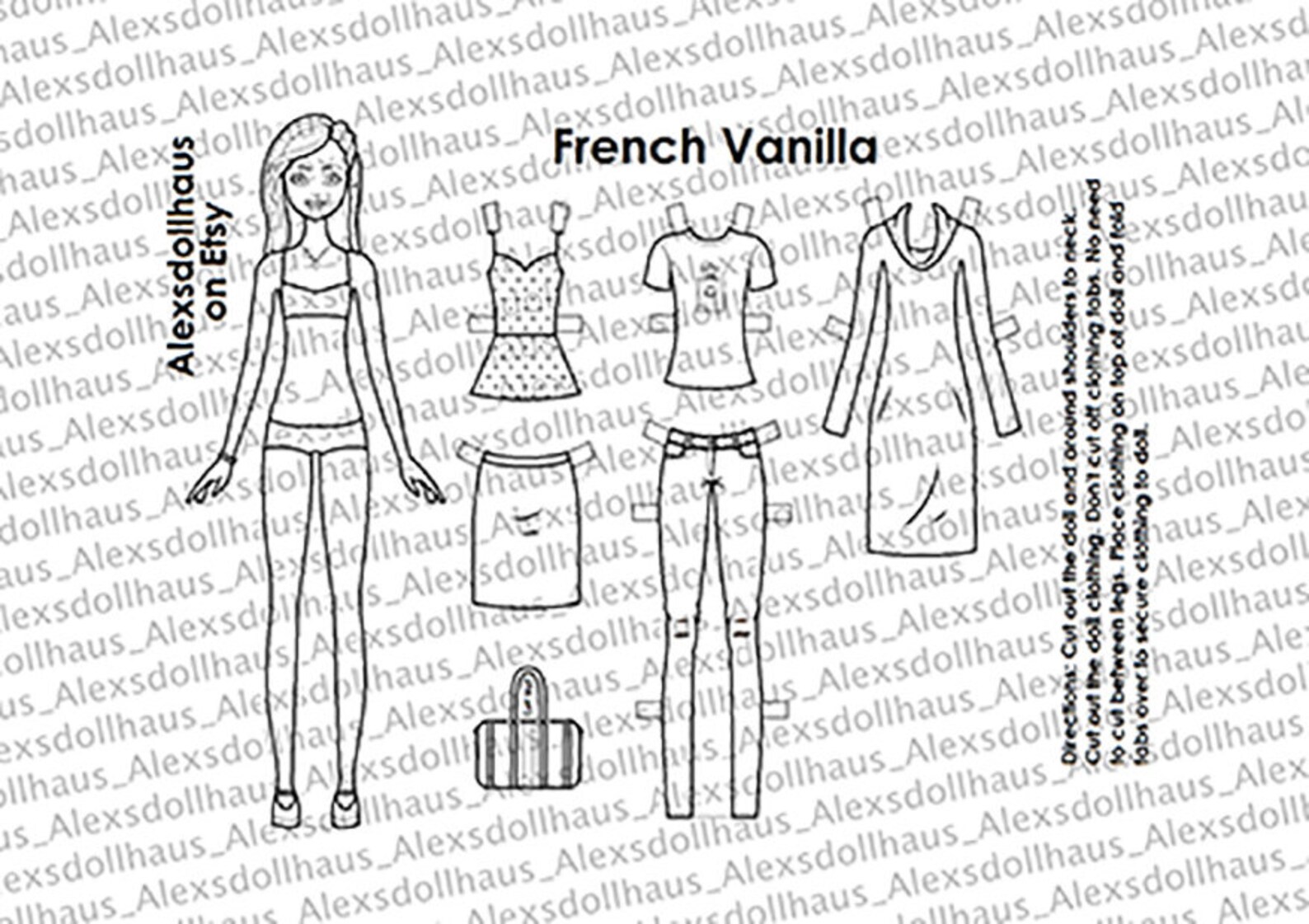 French Vanilla Paper Doll AA Printable Paper Doll African - Etsy