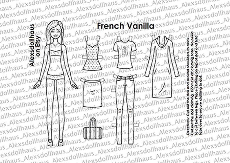 French Vanilla Paper Doll AA Printable Paper Doll African - Etsy