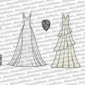 Wedding Dresses 6 Paper Doll - Printable Paper Doll - Blonde Bride ...