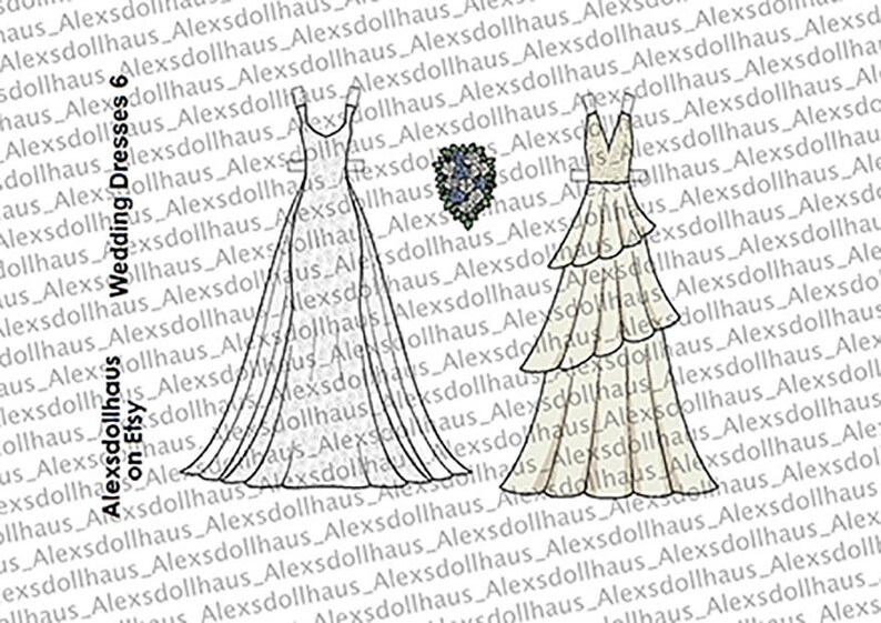 Wedding Dresses 6 Paper Doll Printable Paper Doll Blonde - Etsy