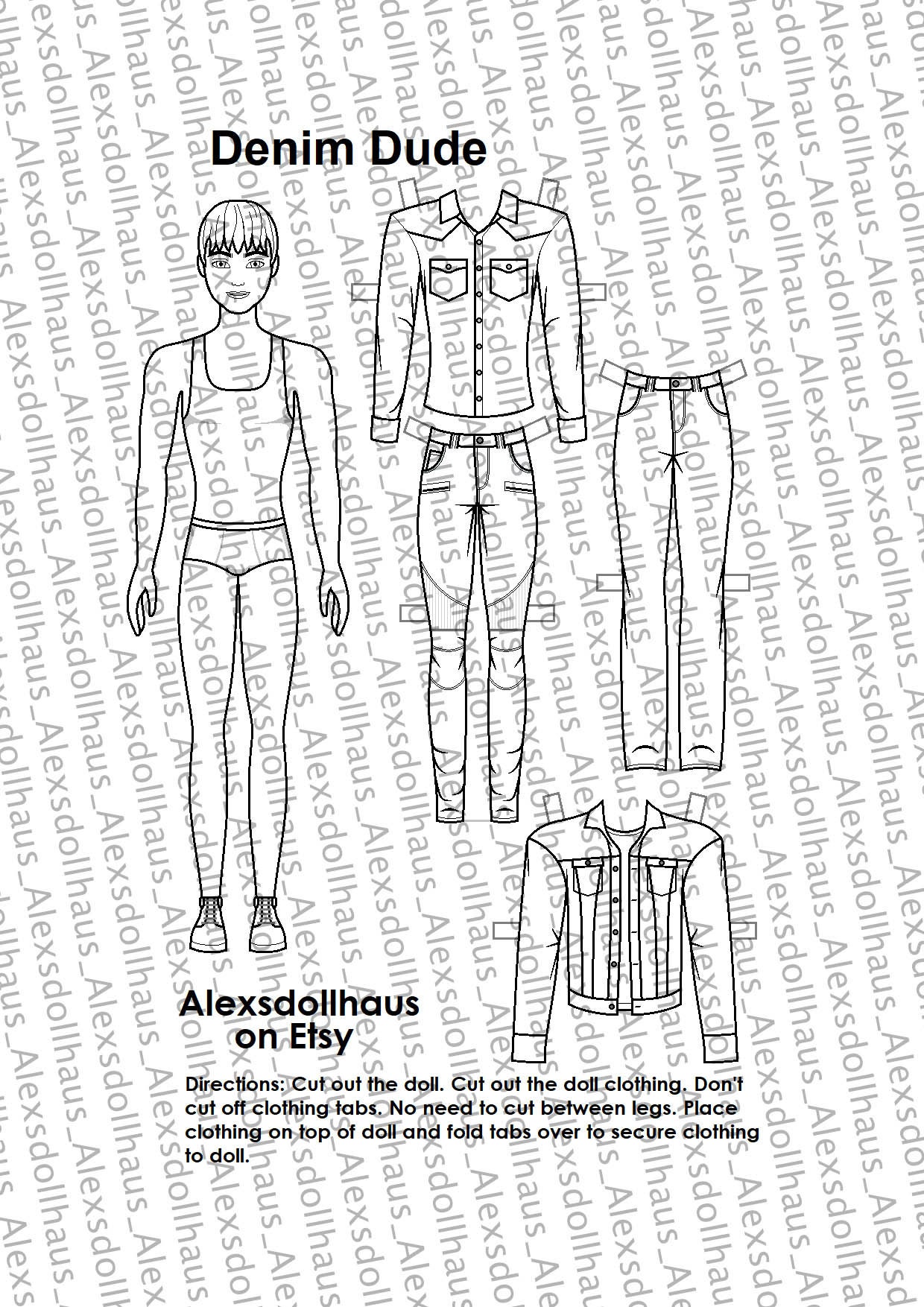 Denim Dude Paper Doll Printable Male Paper Doll Hispanic - Etsy
