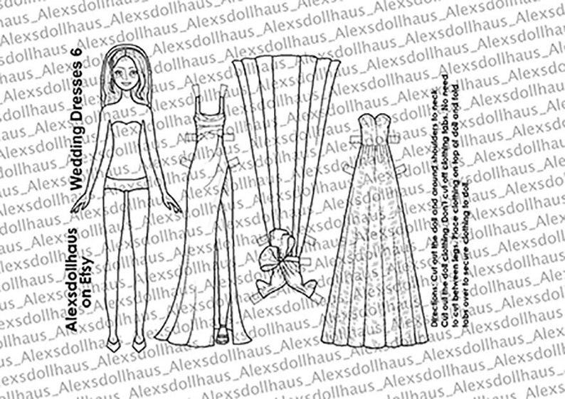 Wedding Dresses 6 Paper Doll Printable Paper Doll Blonde - Etsy